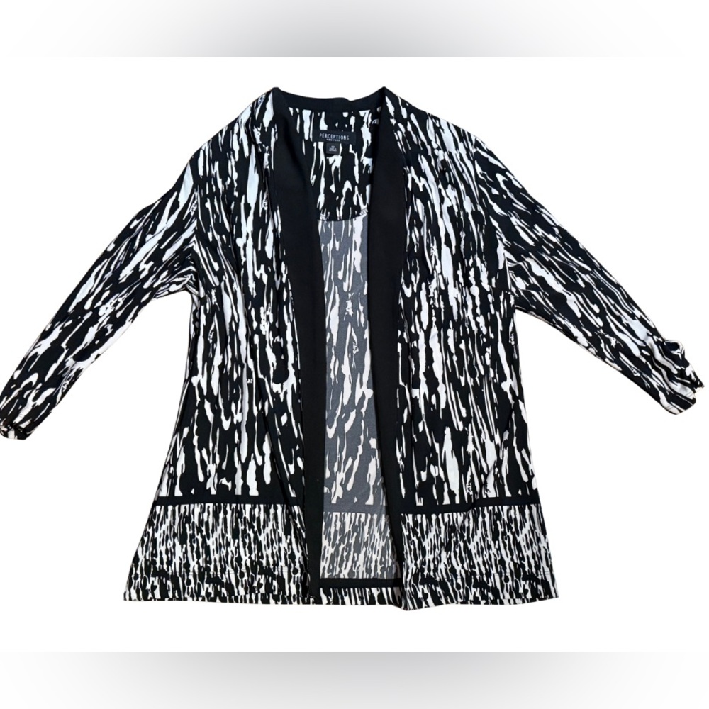 Perceptions NY Abstract Print Open Front Cardigan Jacket Size 12‎ Modern Chic